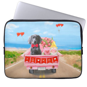 Funda Para Portátil Weimaraner Dog El día de San Valentín Truck Hearts