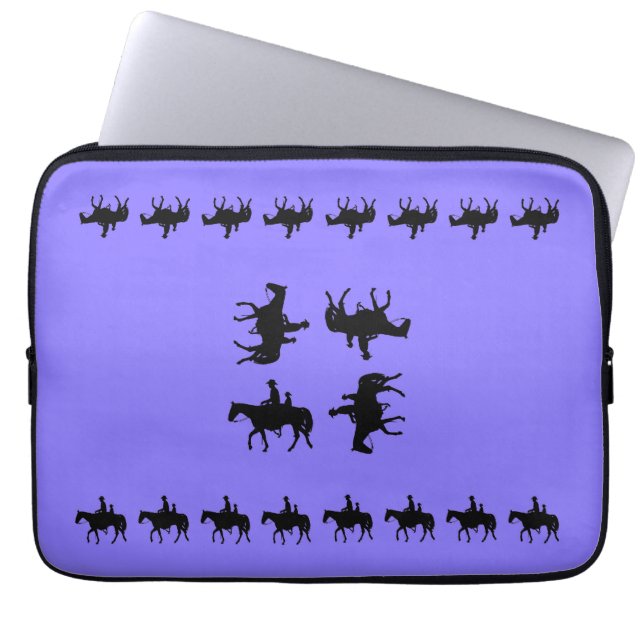 Funda Para Portátil Western Periwinkle - Horseback Silhouettes (Frente)