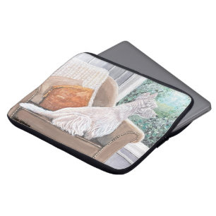 Funda Para Portátil Westie Mirando hacia fuera una ventana