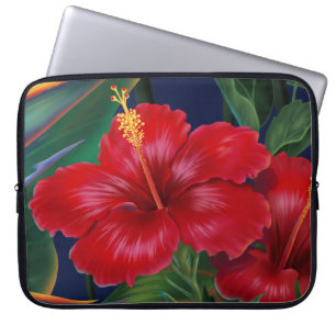 Funda Para Portátil Wetsuit tropical del neopreno del hibisco del