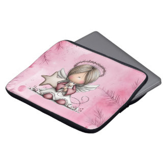 Funda Para Portátil Whimsical Pink Christmas Angel