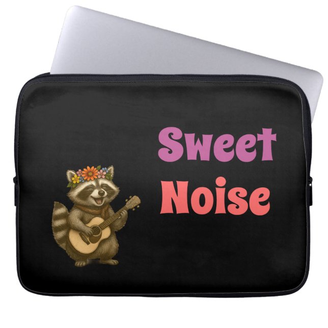 Funda Para Portátil Whimsical Woodland Raccoon - Diseño de música flor (Frente)