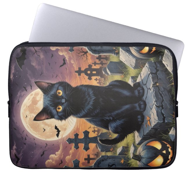 Funda Para Portátil Whiskers of the Witching Hour - Gato negro (Frente)