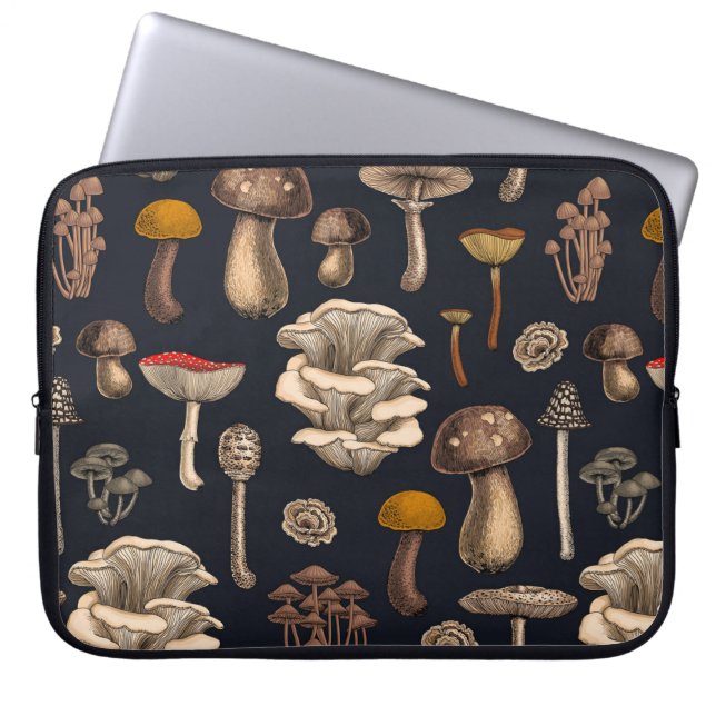 Funda Para Portátil Wild Mushrooms  on graphite black (Frente)