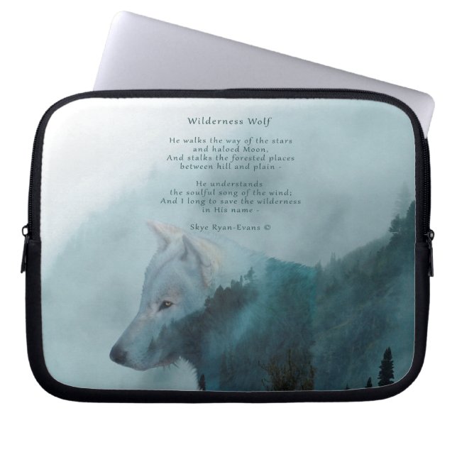 Funda Para Portátil Wilderness Wolf & Eco Poem (Frente)