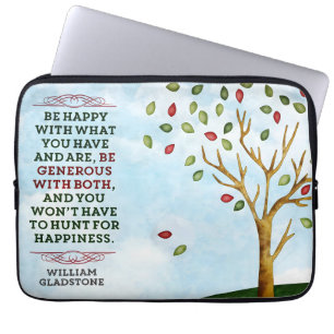 Funda Para Portátil William Gladstone cita Inspiradora "Felicidad"