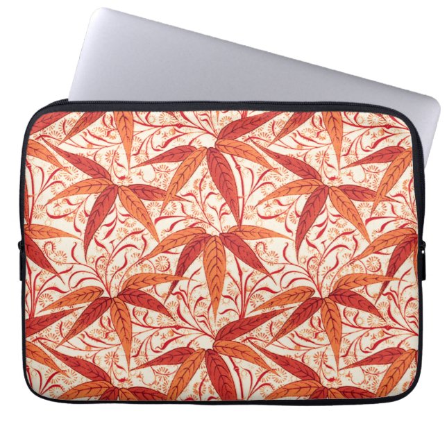 Funda Para Portátil William Morris Bamboo Print, Naranja mandarín (Frente)