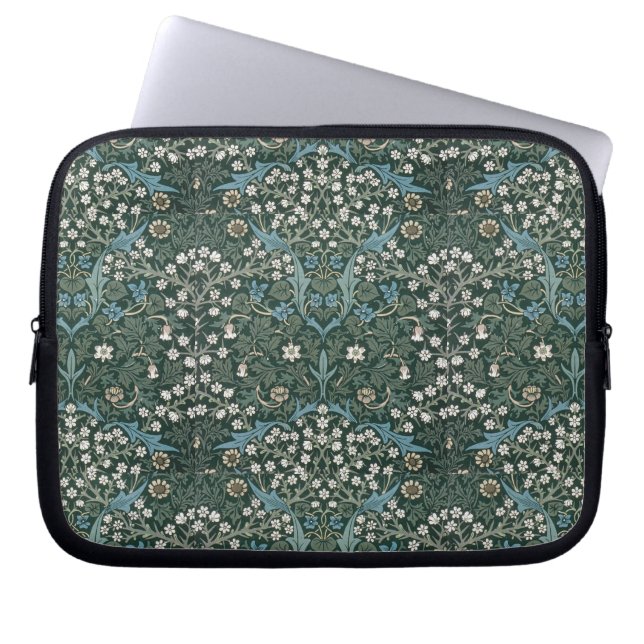 Funda Para Portátil William Morris Blue White & Green Floral (Frente)