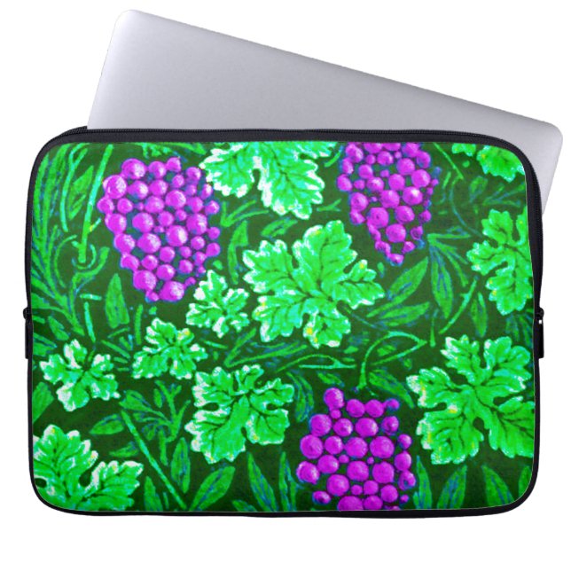 Funda Para Portátil William Morris Grapevine, morado y verde (Frente)