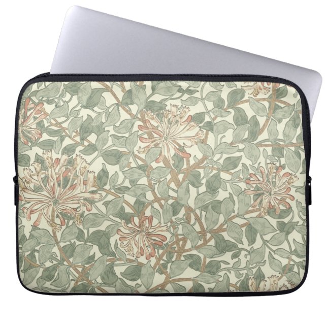 Funda Para Portátil William Morris Honeysuckle Green Floral (Frente)