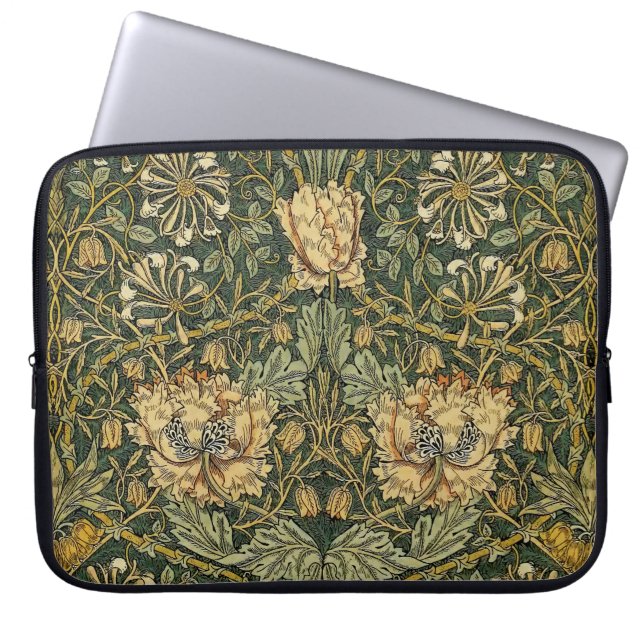 Funda Para Portátil William Morris Honeysuckle Green Floral (Frente)
