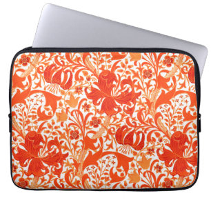 Funda Para Portátil William Morris Iris y Lily, Naranja mandarín