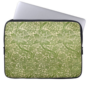 Funda Para Portátil William Morris Rosa y Thistle Floral Green