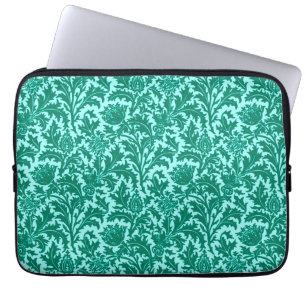 Funda Para Portátil William Morris Thistle Damask, Turquesa y Aqua