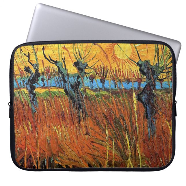Funda Para Portátil Willows at Sunset de Vincent van Gogh. (Frente)
