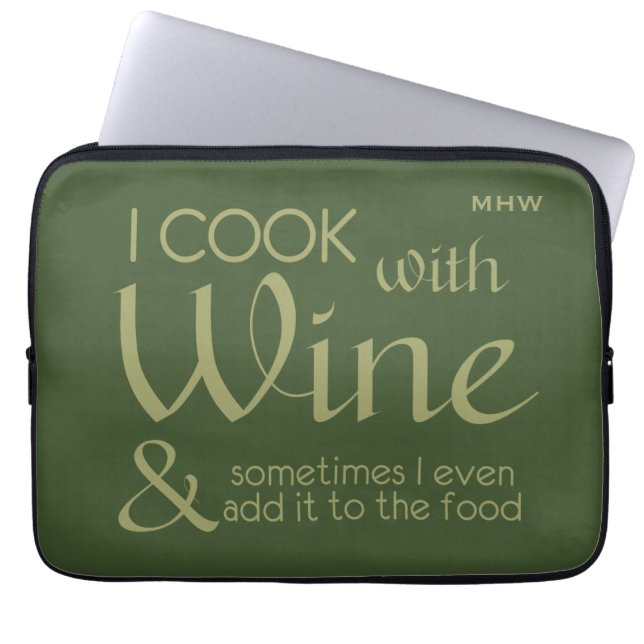 Funda Para Portátil Wine Quote personalizado en monograma mangas para  (Frente)