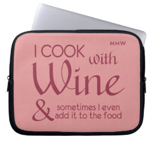 Funda Para Portátil Wine Quote personalizado en monograma mangas para