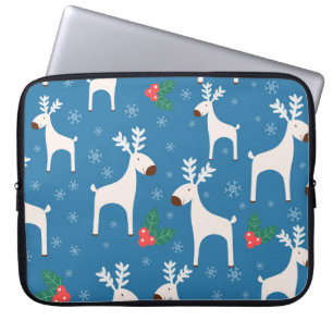 Funda Para Portátil Winter background with deers ( seamless pattern)an