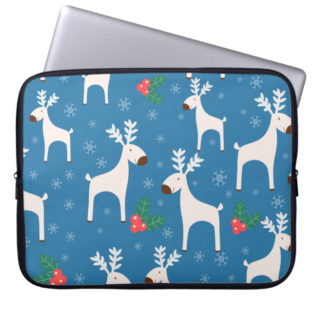 Funda Para Portátil Winter background with deers ( seamless pattern)an (Frente)