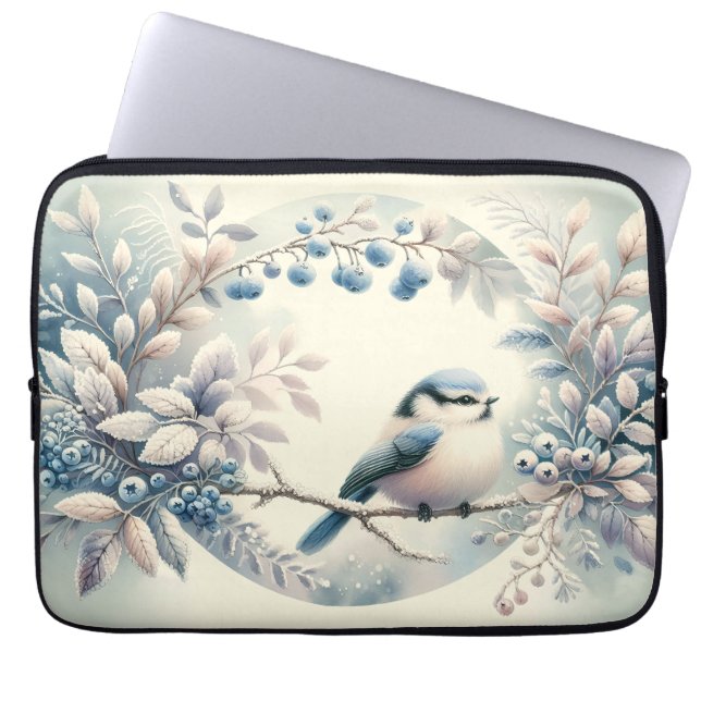 Funda Para Portátil Winter Bluebird Berry Wreath (Frente)