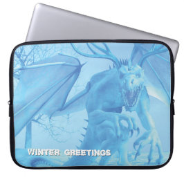 Funda Para Portátil Winter Greetings. Ice dragon with antlers