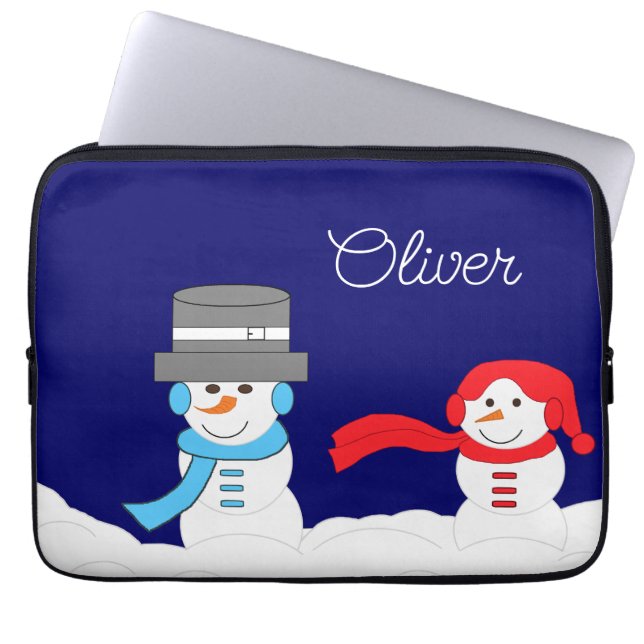Funda Para Portátil Winter is Snowy:  Darker Blue (Frente)