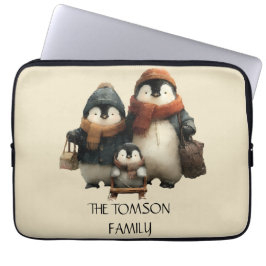 Funda Para Portátil Winter Penguin Family Personalized Design