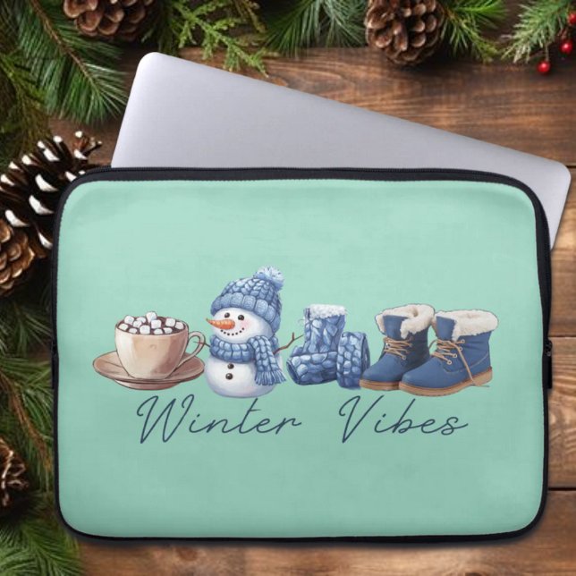 Funda Para Portátil Winter Vibes Friendly Snowman (Subido por el creador)