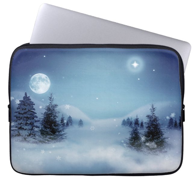 Funda Para Portátil Winter Wonderland de noche (Frente)