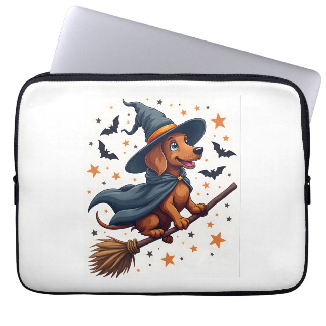 Funda Para Portátil Witchy Dachshund Delight (Frente)