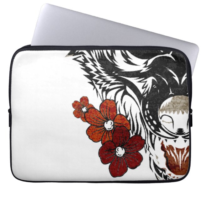 Funda Para Portátil Wolf Flower Tatoo Vintage (Frente)