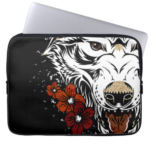 Funda Para Portátil Wolf Flower Tatoo Vintage