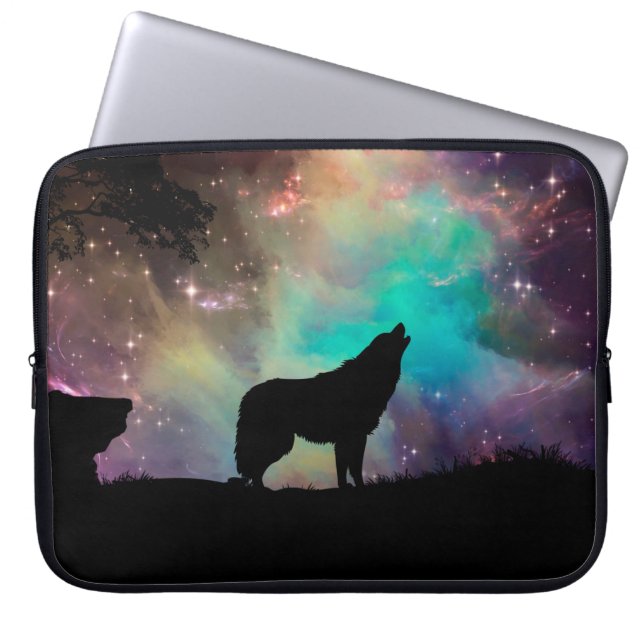 Funda Para Portátil Wolf howling at the universe (Frente)