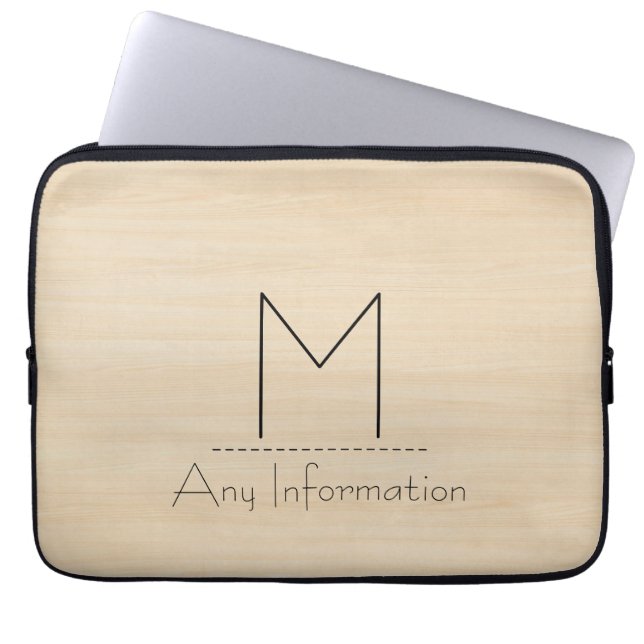 Funda Para Portátil Wood Grain Texture Monogram (Frente)
