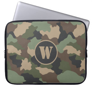 Funda Para Portátil Woodland Camo Khaki Tan Black Monograma