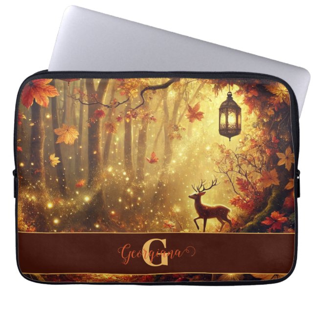 Funda Para Portátil Woodland otoñal de oro caprichoso (Frente)