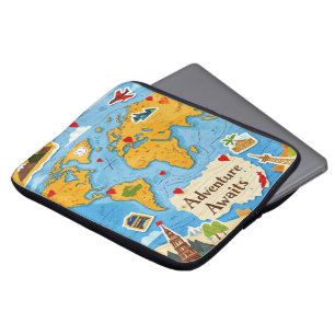 Funda Para Portátil World Map Heart Pins Adventure