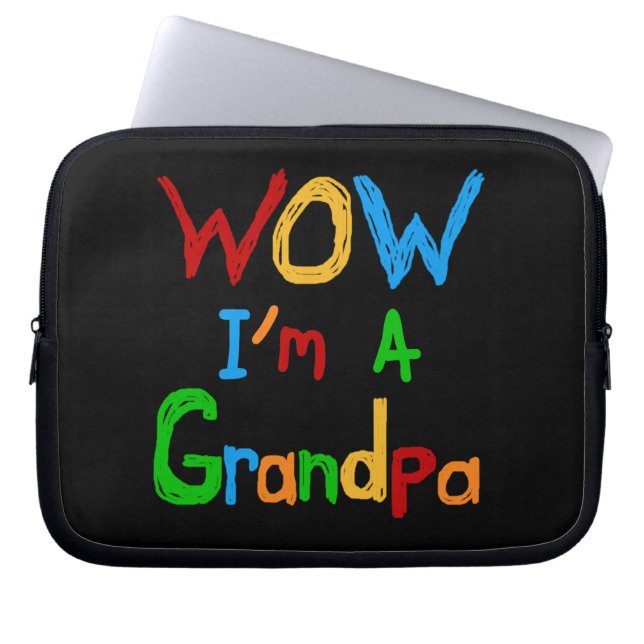 Funda Para Portátil WOW, soy una camiseta y regalo del abuelo (Frente)