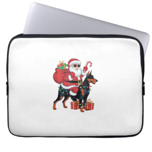 Funda Para Portátil Xmas Iluminación Santa Riding Doberman Pinscher Do