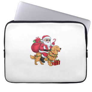 Funda Para Portátil Xmas Iluminando Santa Riding Golden Retriever Dog
