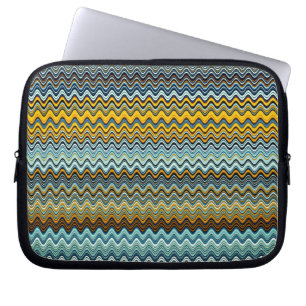 Funda Para Portátil Yellow and Blue Wavy Stripes