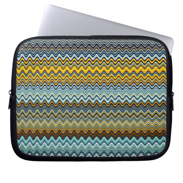 Funda Para Portátil Yellow and Blue Wavy Stripes (Frente)