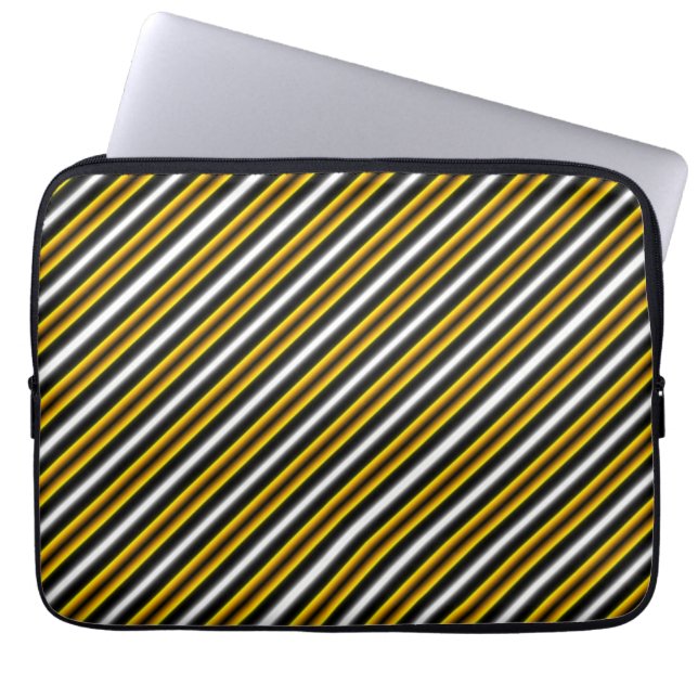 Funda Para Portátil Yellow Black White Rainbow Stripes (Frente)