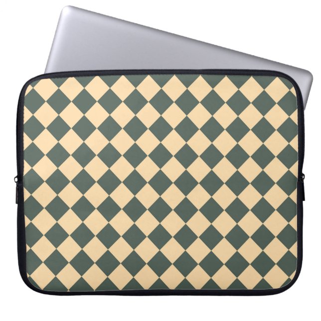 Funda Para Portátil Yellow Green Checker Diamond Pattern (Frente)