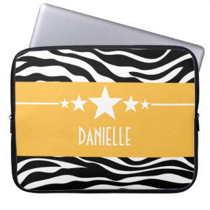 Funda para portátil Yellow Sassy Star Zebra