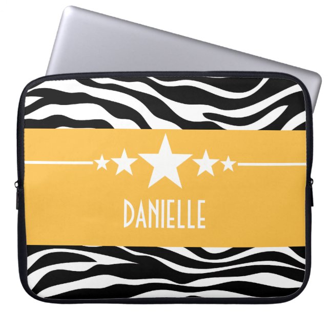 Funda para portátil Yellow Sassy Star Zebra (Frente)