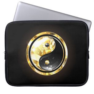 Funda Para Portátil Yin Yang dorado en negro