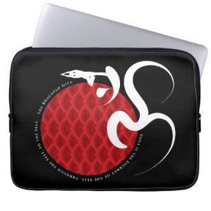 Funda Para Portátil Yoga del Sol Rojo Asiático y caligrafía zen modern