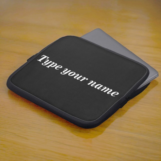 Funda Para Portátil Your Name on Black Laptop Sleeve (Black laptop sleeve with your name)