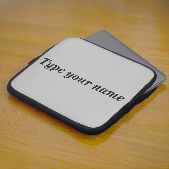Funda Para Portátil Your Name on Gray Laptop Sleeve (Gray laptop sleeve with your name)